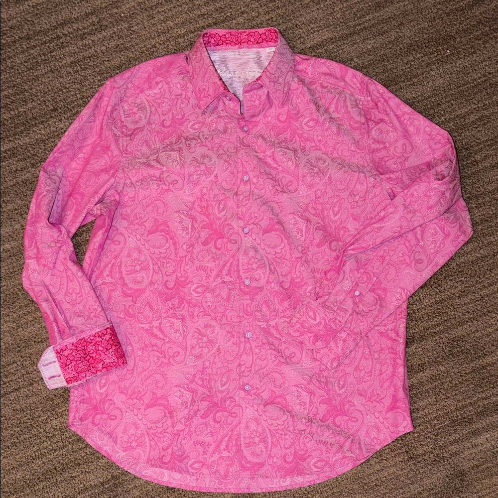 Robert Graham Fuchsia Paisley button down long sleeve shirt